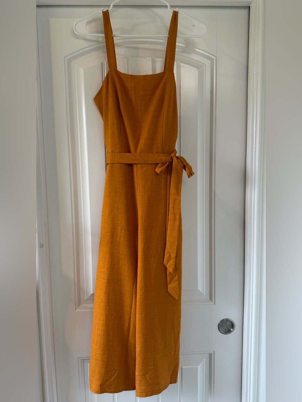 Lulu's Mustard Tie-Waist Jumpsuit